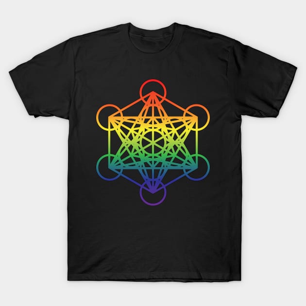 Metatron's Cube Sacred Geometry Rainbow T-Shirt by Trapezio